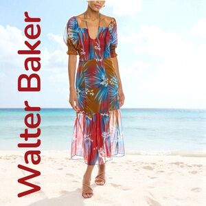Walter Baker-NEW! size 10 Danielle dress. Keyhole front/halter strap/puff sleeve